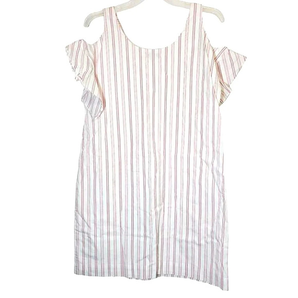 NWOT Madewell Rose Stripe White Summer Dress Open Shoulder Ruffle Sleeve Small - Picture 6 of 7